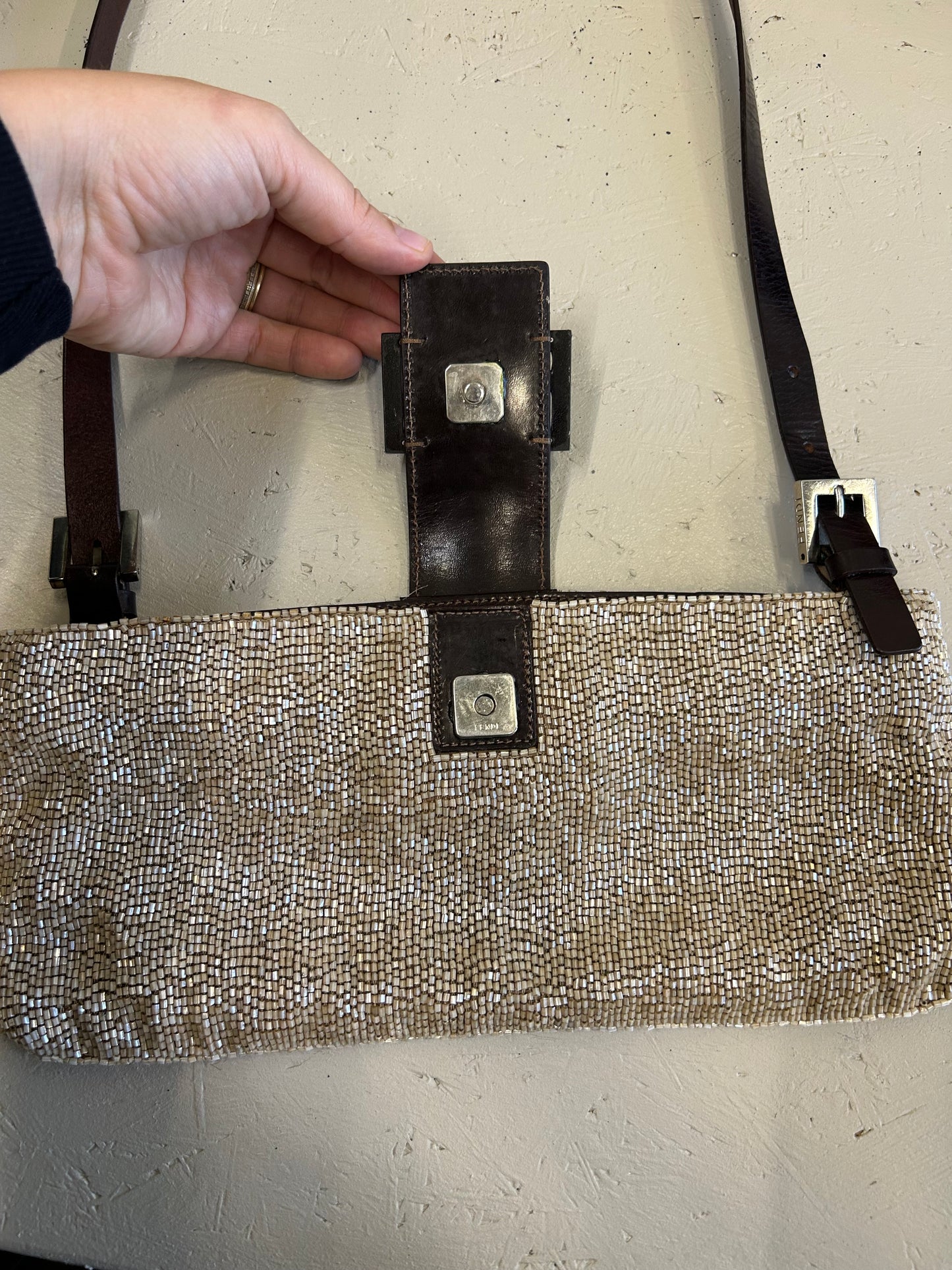 Fendi Beaded Baguette Shoulder Bag