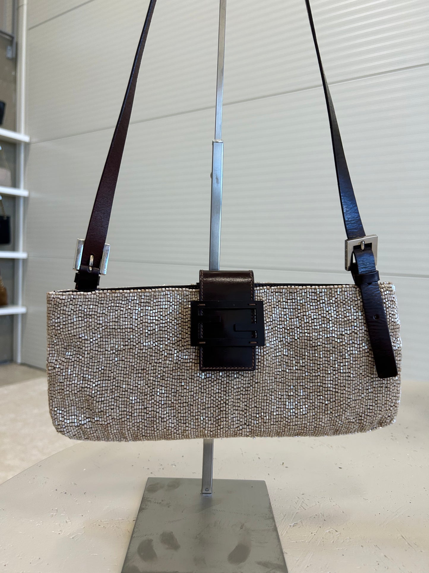 Fendi Beaded Baguette Shoulder Bag