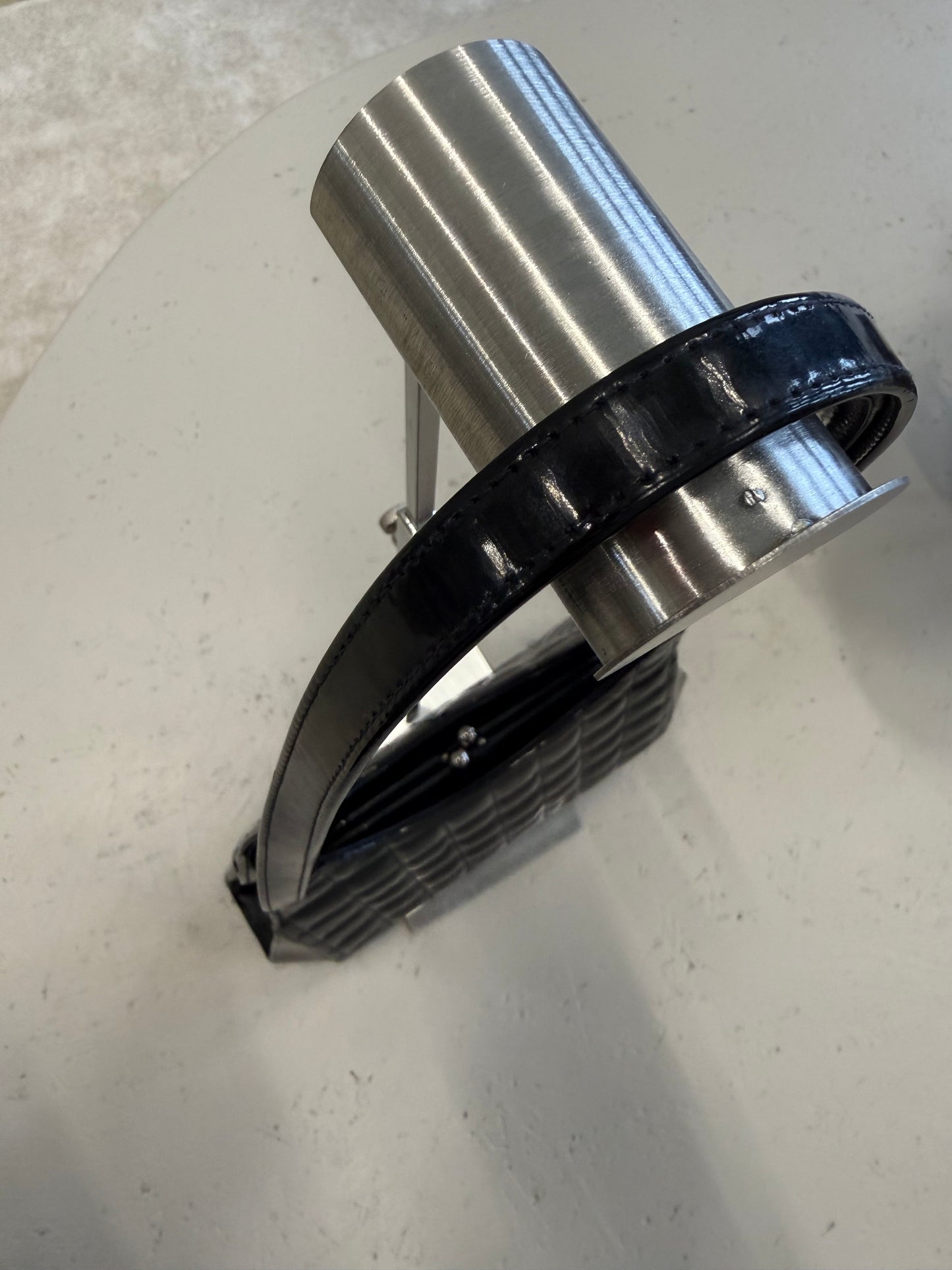 Chanel Black Chocolate Bar Patent Kisslock Shoulder Bag