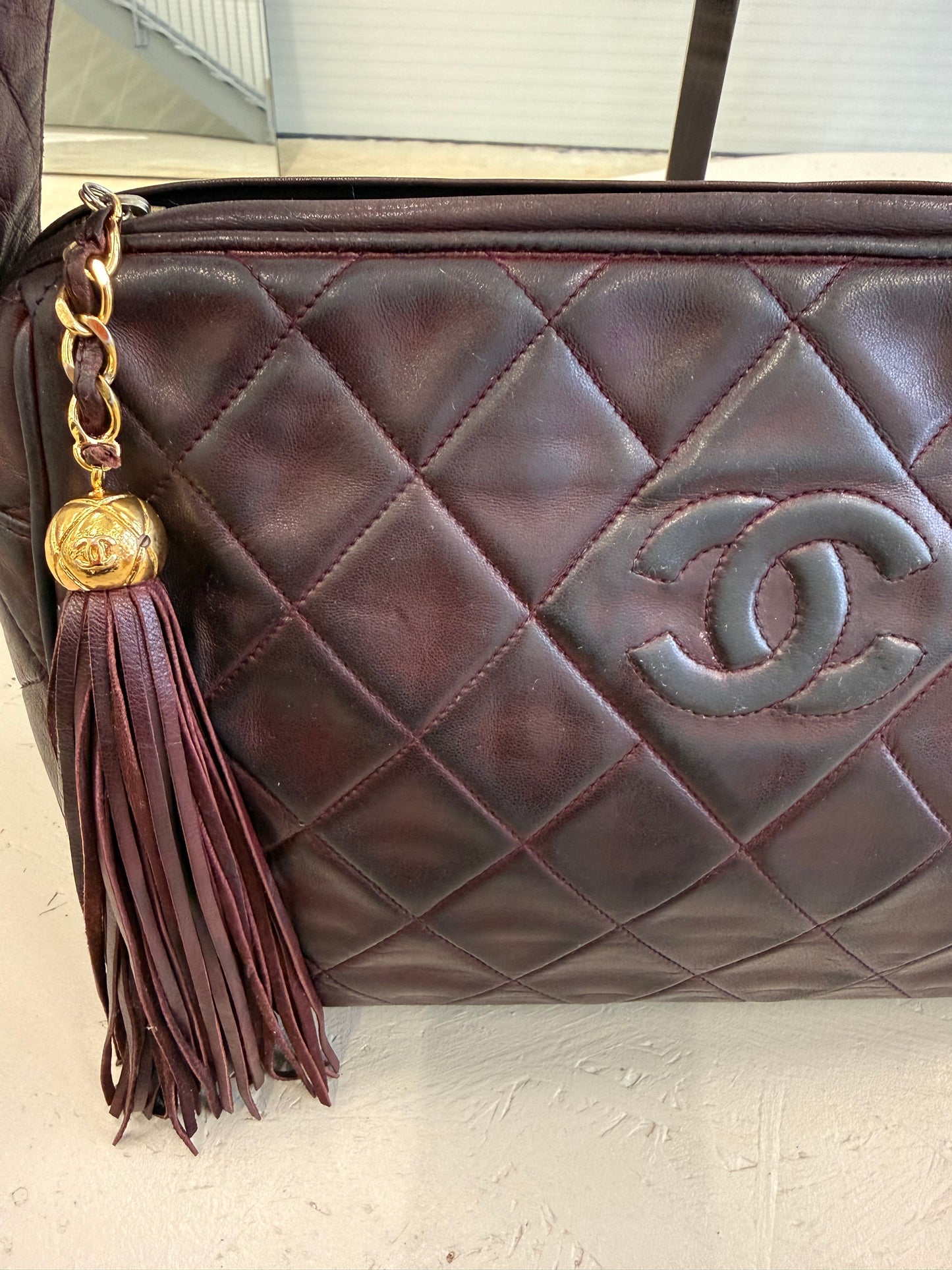 Chanel Tassel Camera Bag Burgundy