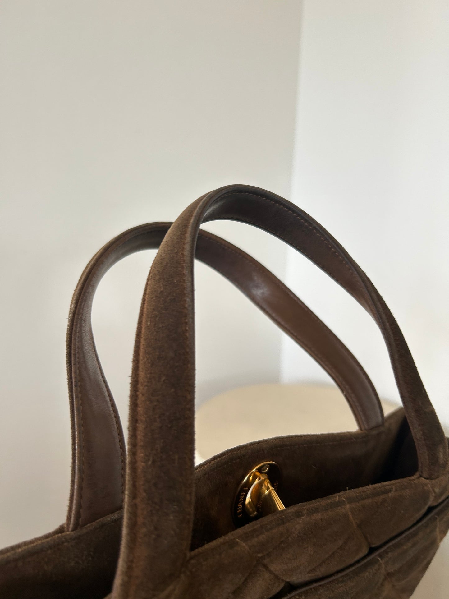 Chanel Suede Jumbo Logo Bag