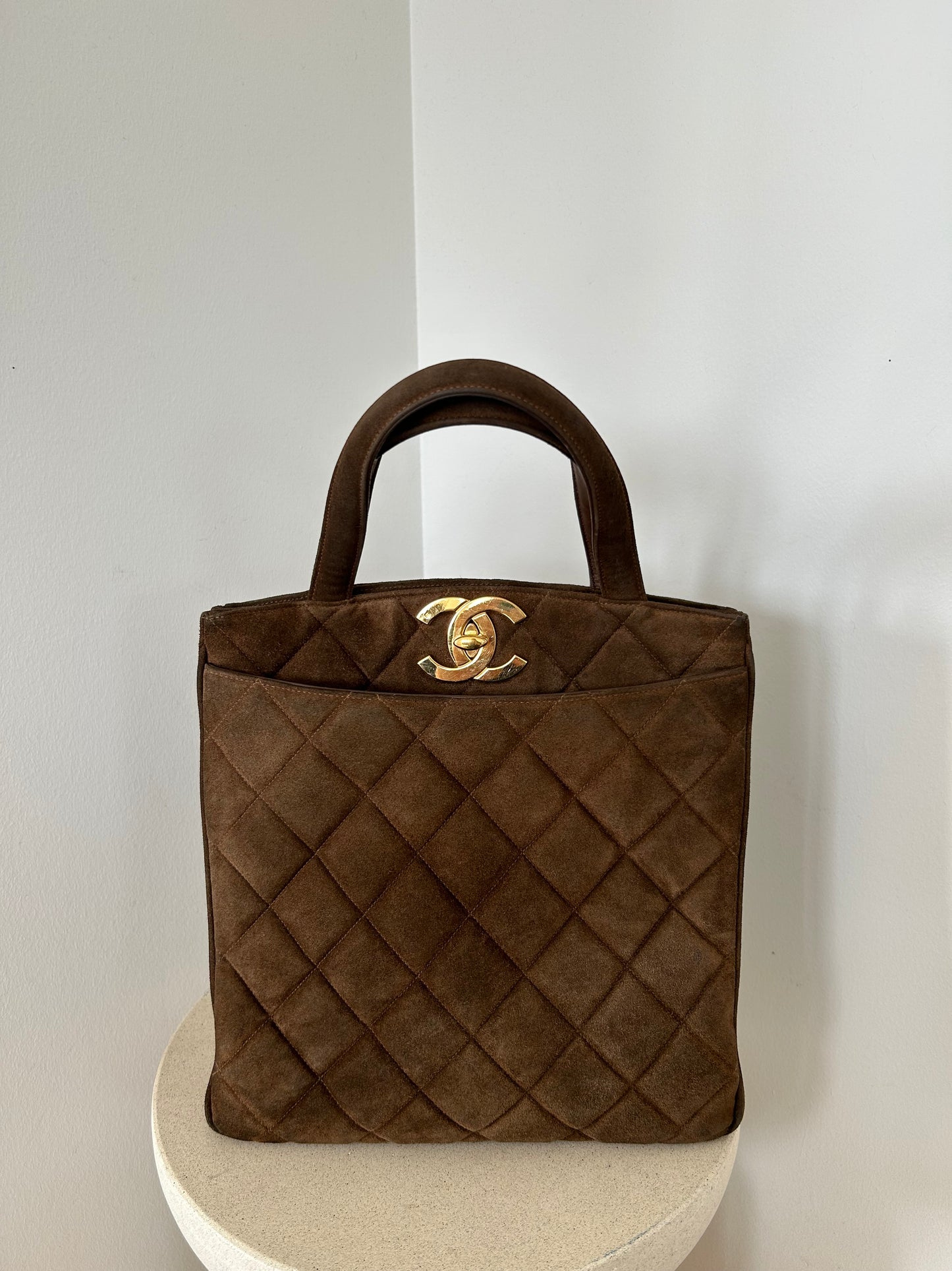 Chanel Suede Jumbo Logo Bag