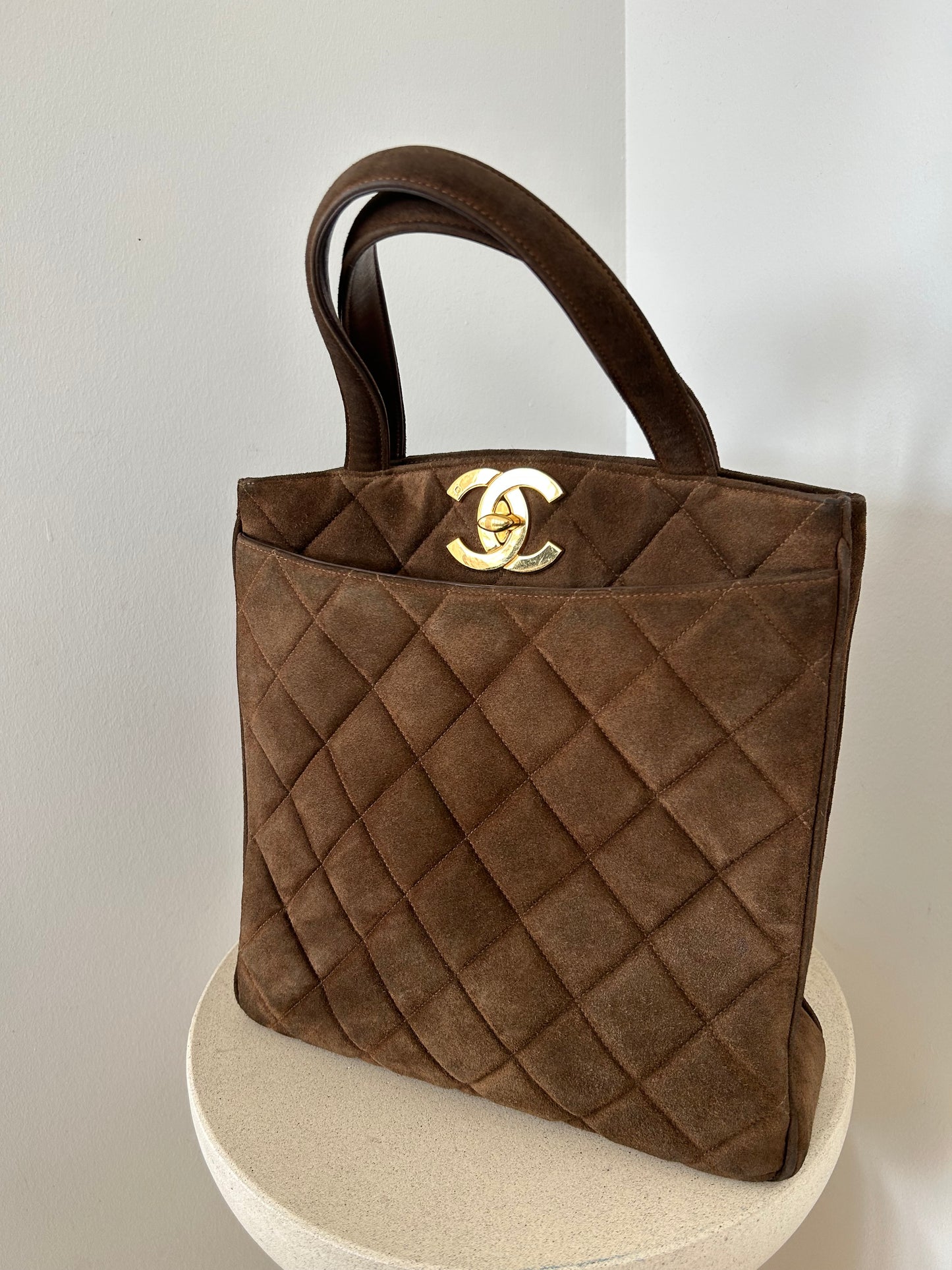 Chanel Suede Jumbo Logo Bag