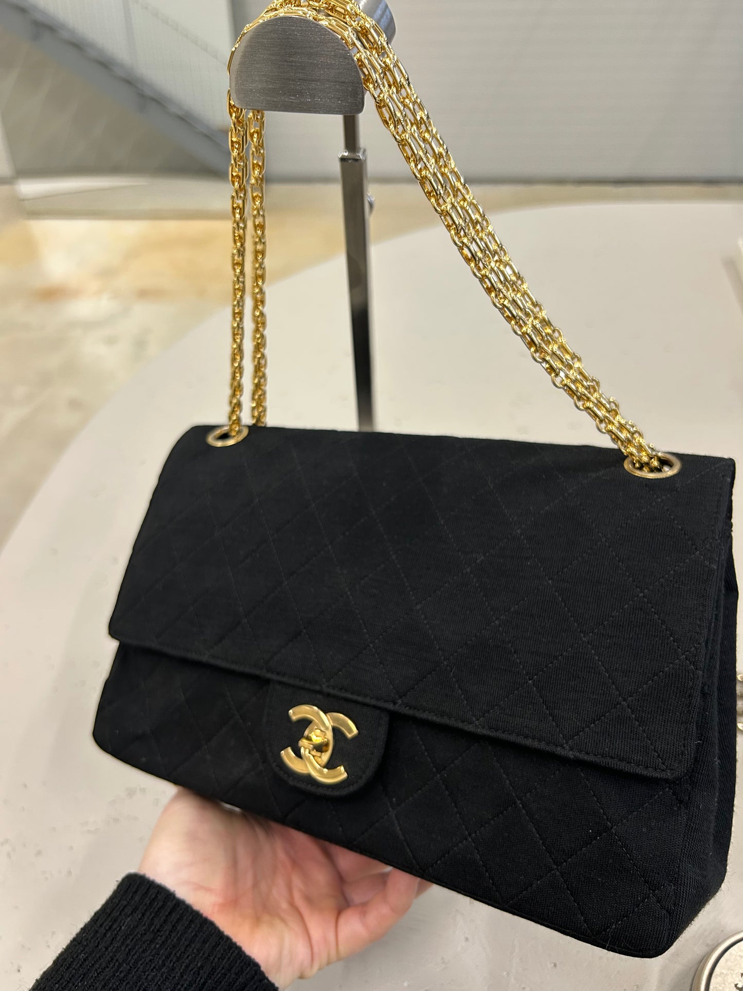 Chanel double flap cotton bag