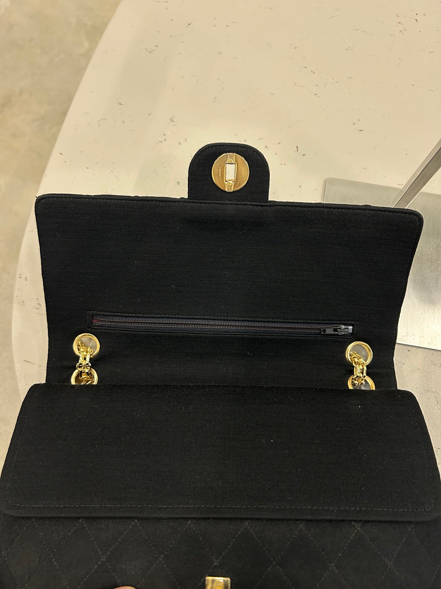 Chanel double flap cotton bag