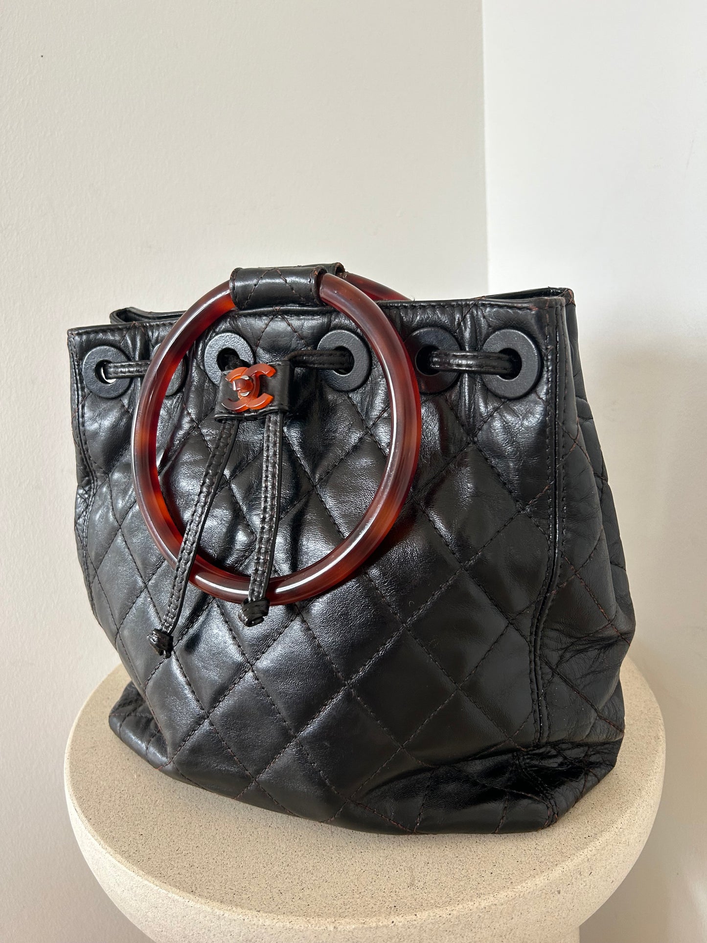 Chanel Tortoise Round Handle Bag