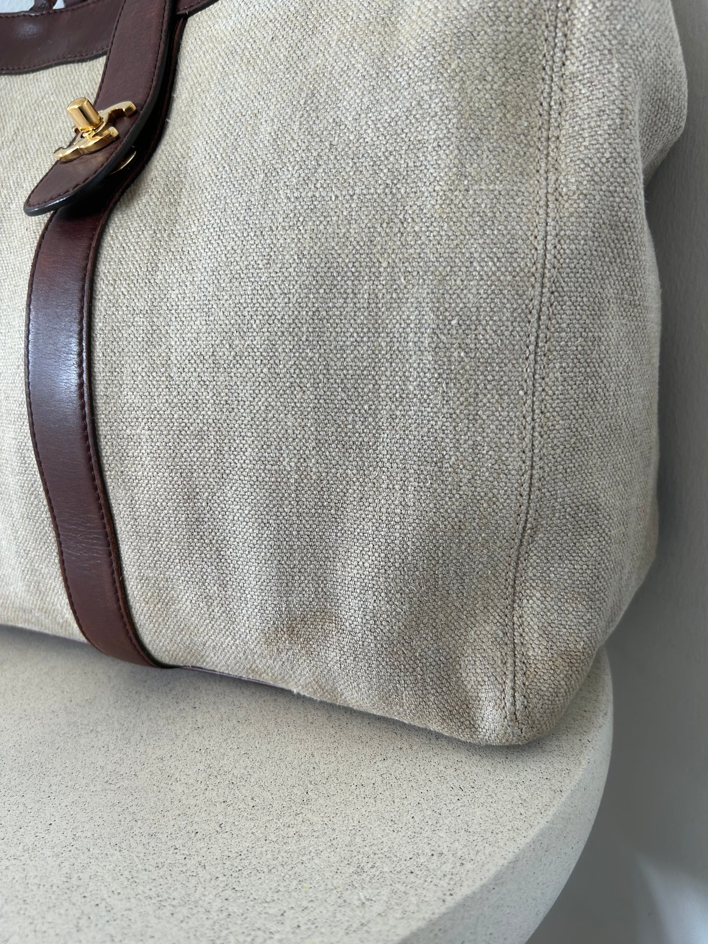 Chanel fabric tote bag