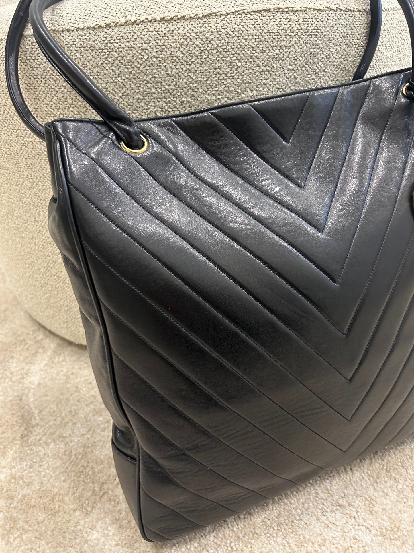 Chanel vertical quilt shopper bag