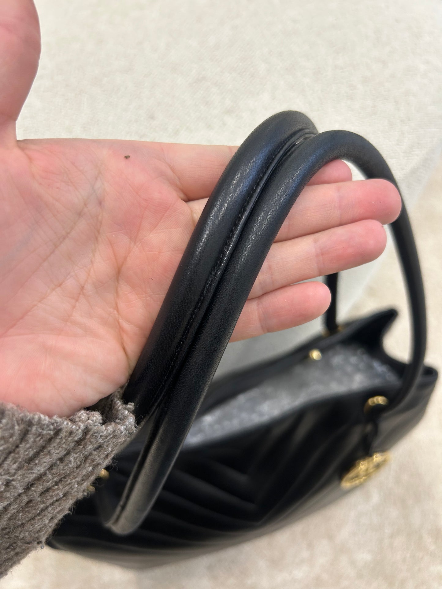 Chanel vertical quilt shopper bag