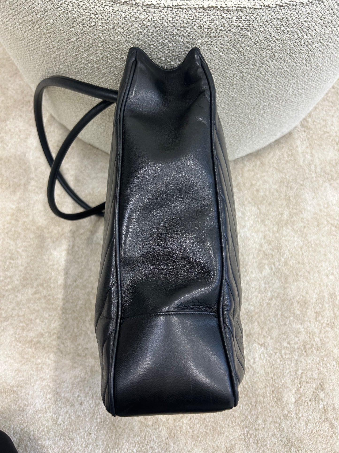 Chanel vertical quilt shopper bag