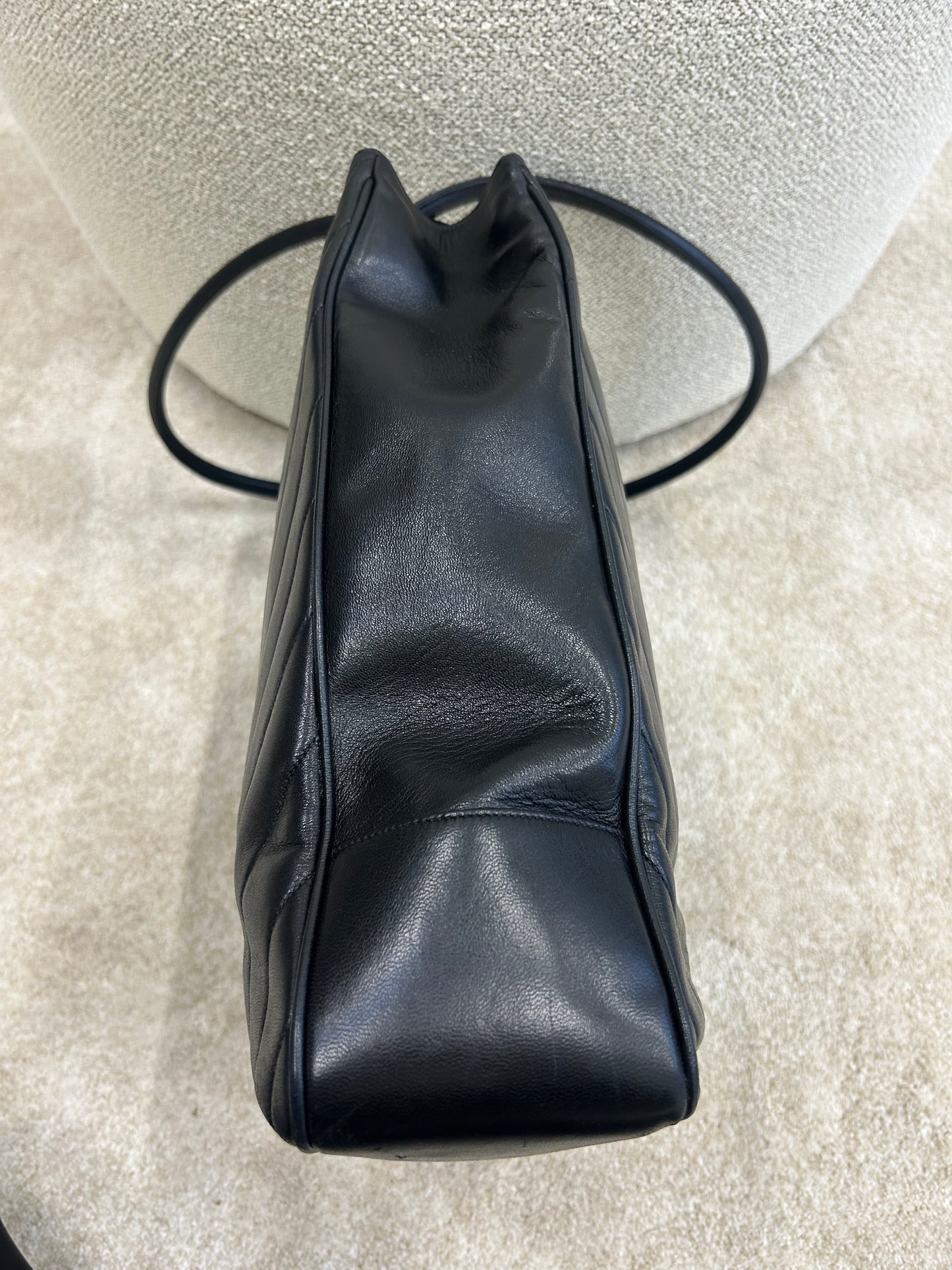 Chanel vertical quilt shopper bag