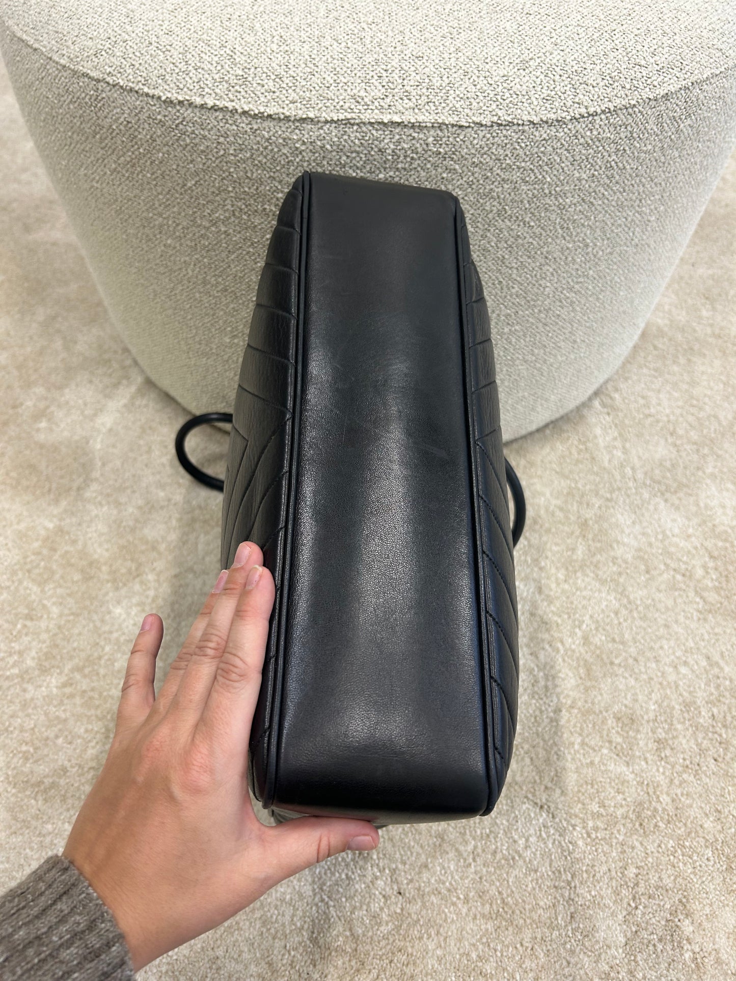 Chanel vertical quilt shopper bag