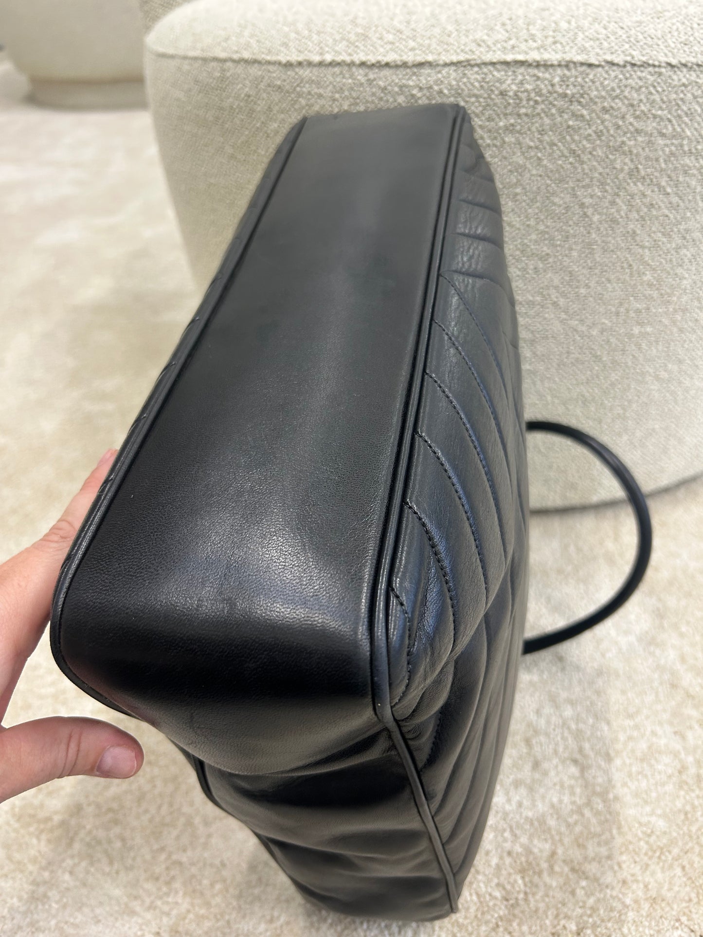 Chanel vertical quilt shopper bag