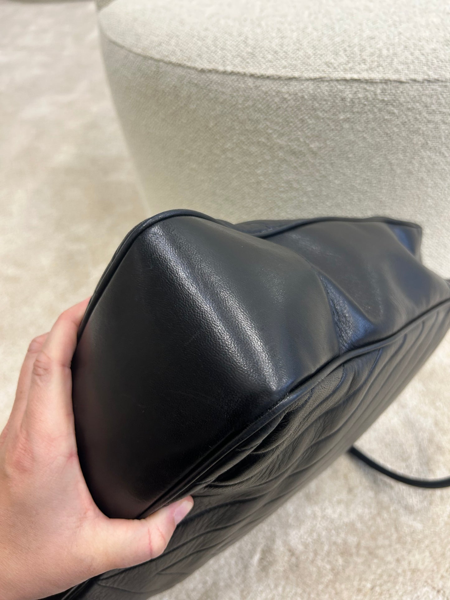 Chanel vertical quilt shopper bag