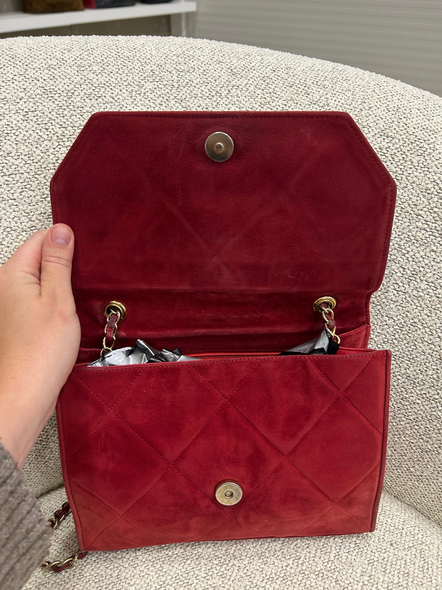 Chanel suede crossbody bag