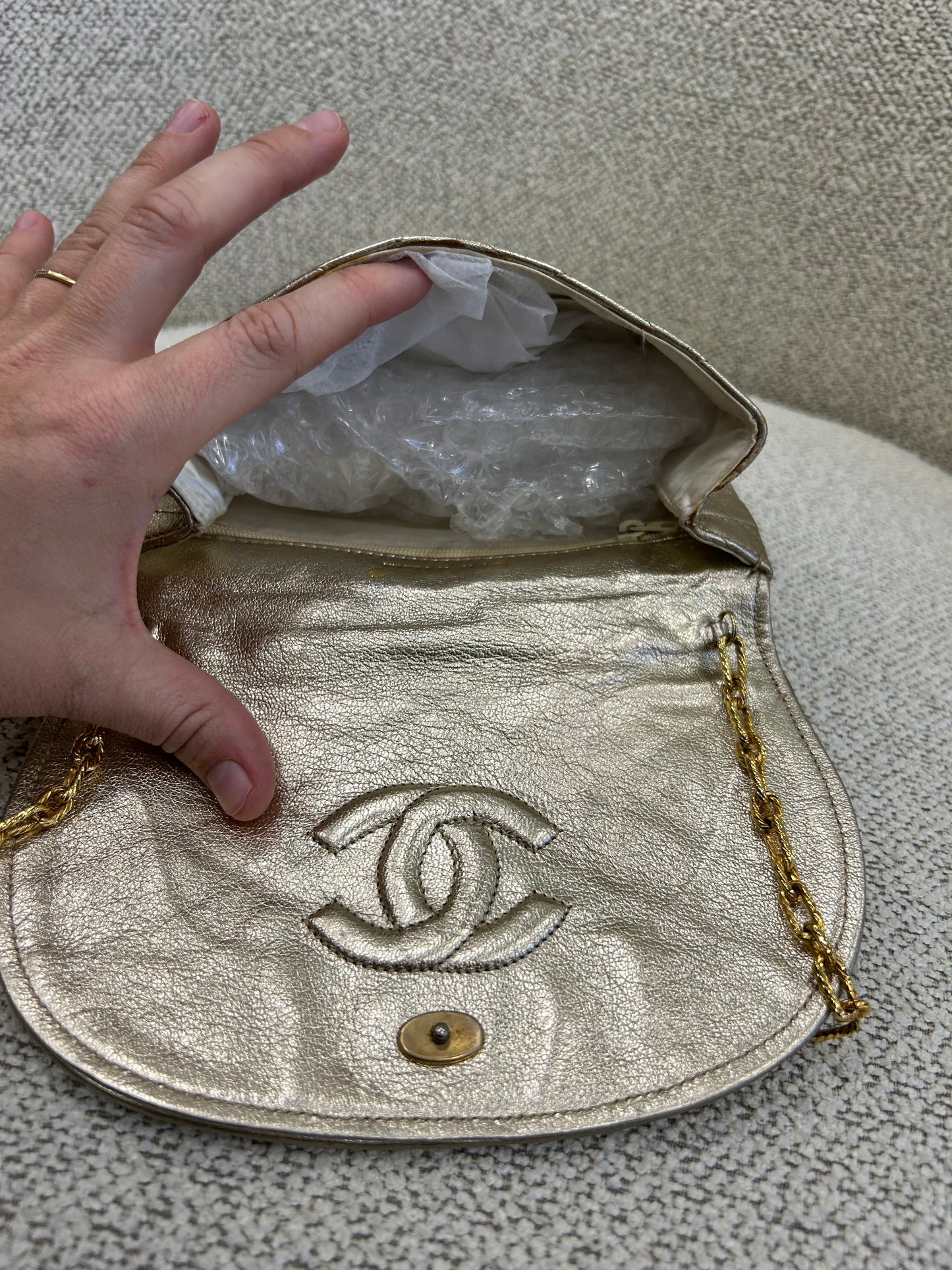 Chanel gold crossbody bag
