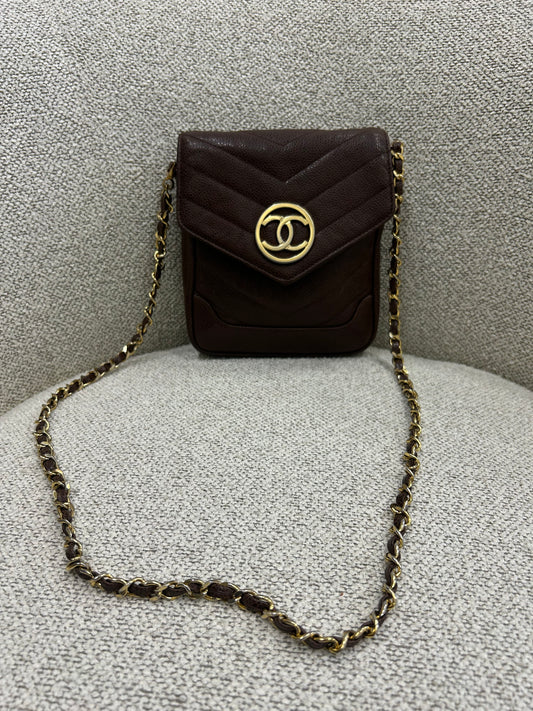 Chanel brown caviar crossbody bag