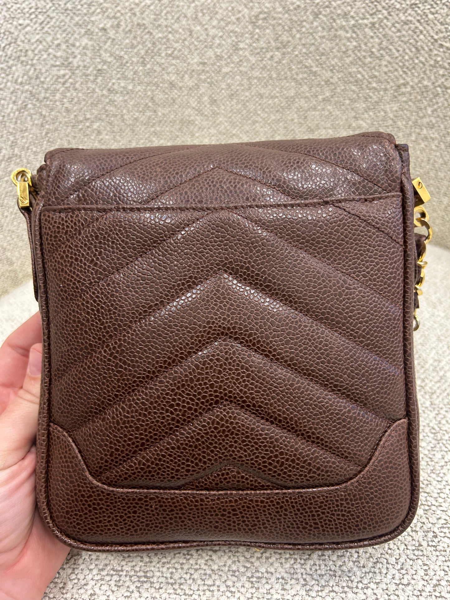 Chanel brown caviar crossbody bag