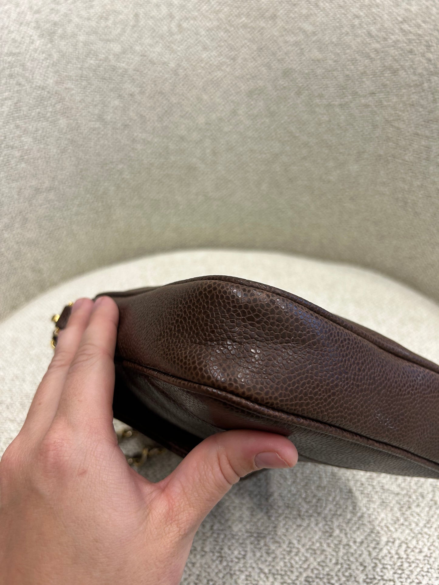 Chanel brown caviar crossbody bag