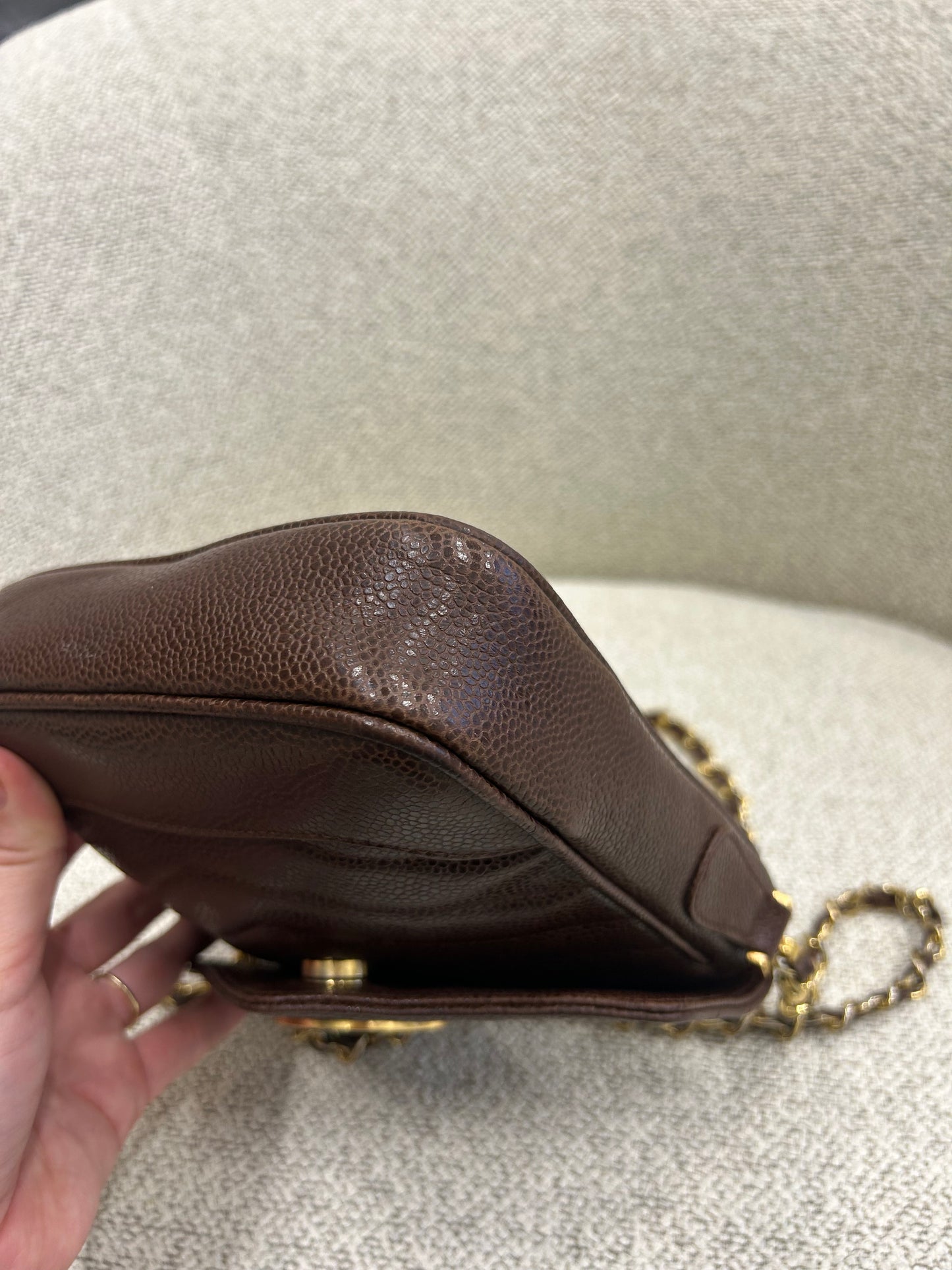 Chanel brown caviar crossbody bag
