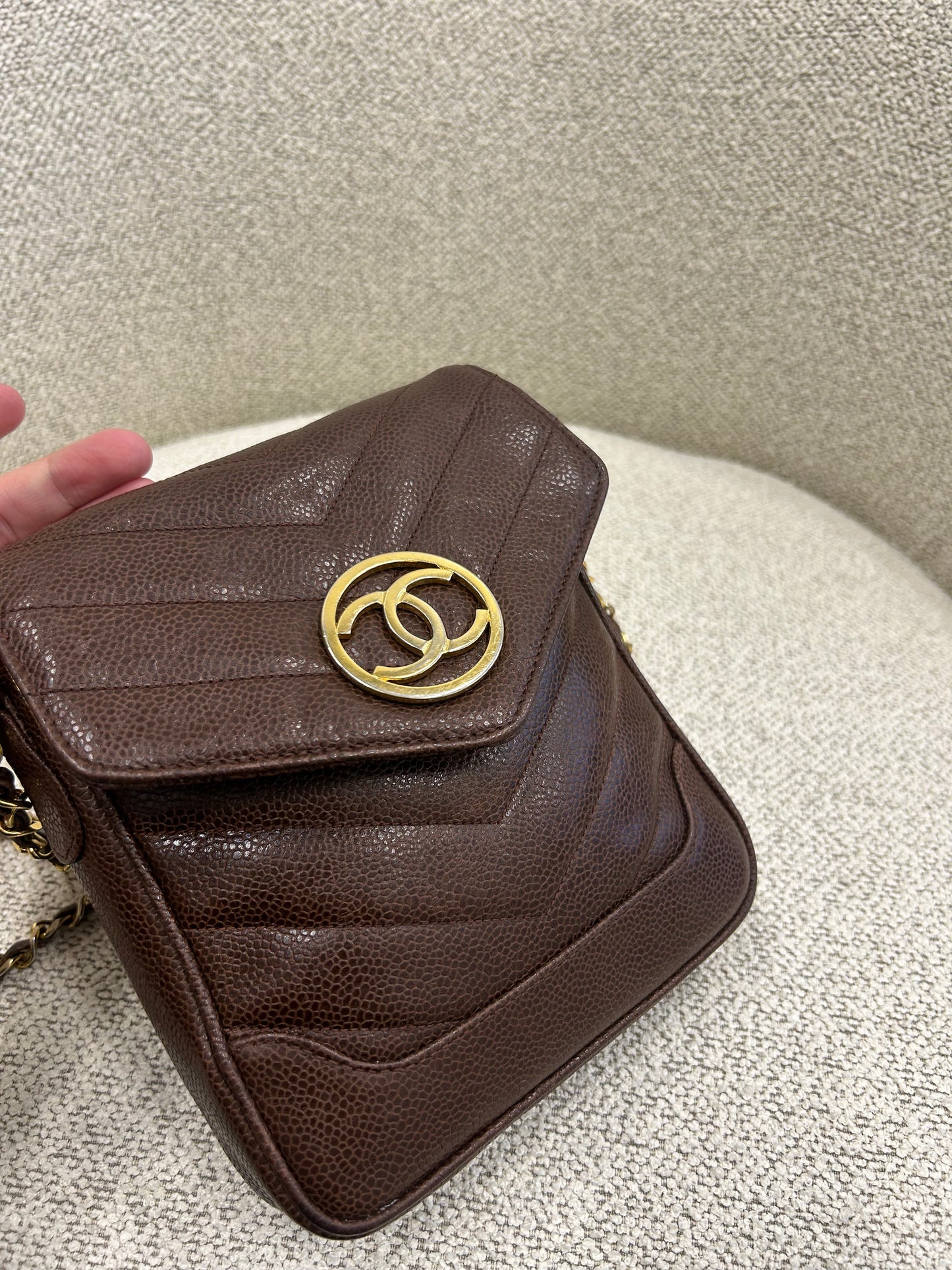 Chanel brown caviar crossbody bag