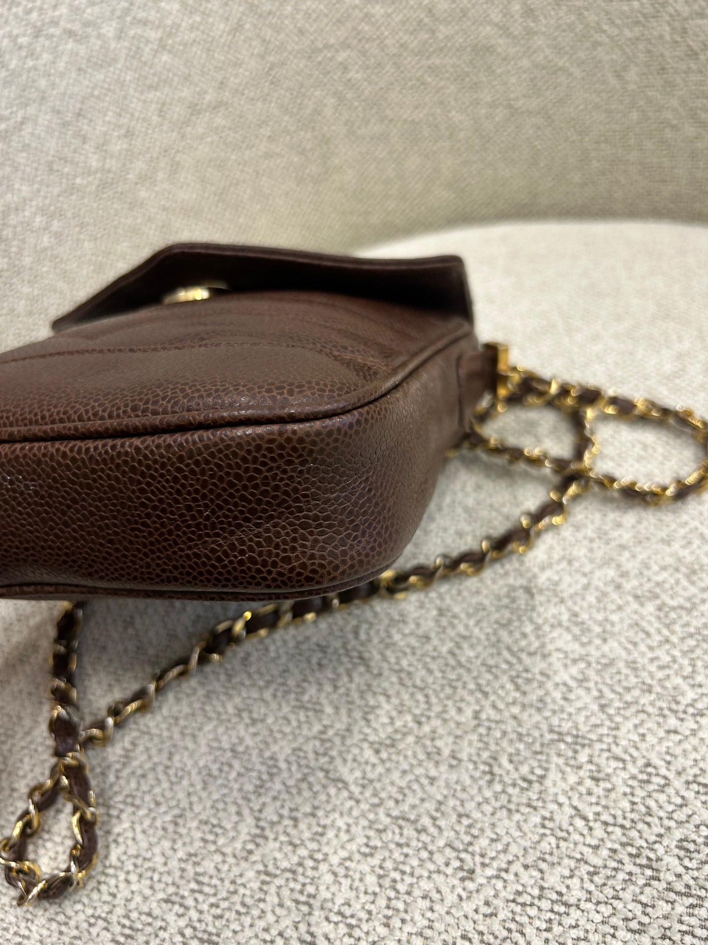 Chanel brown caviar crossbody bag