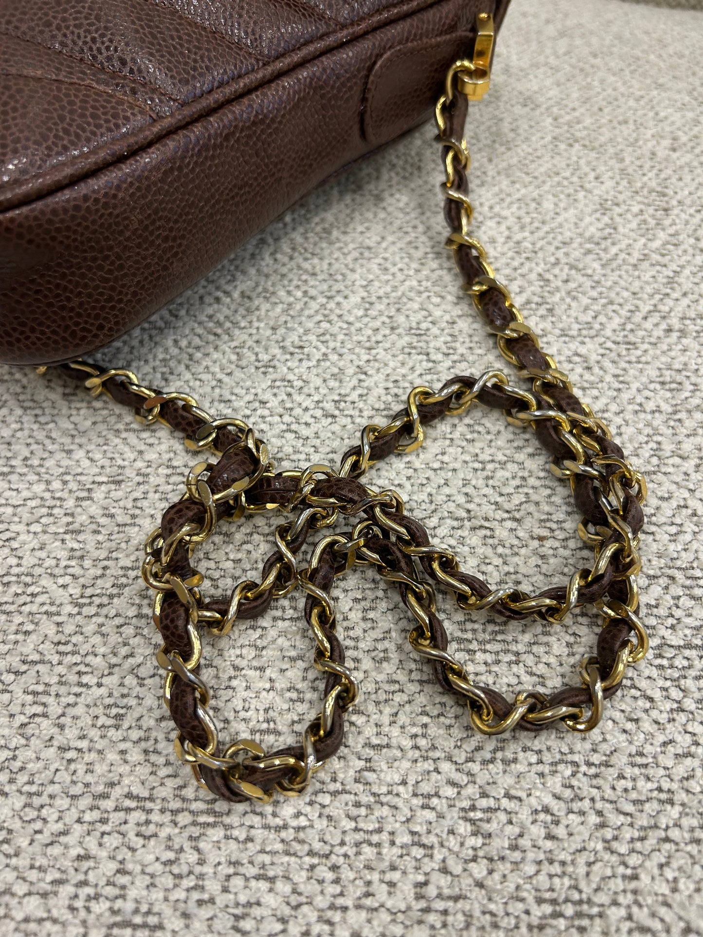 Chanel brown caviar crossbody bag