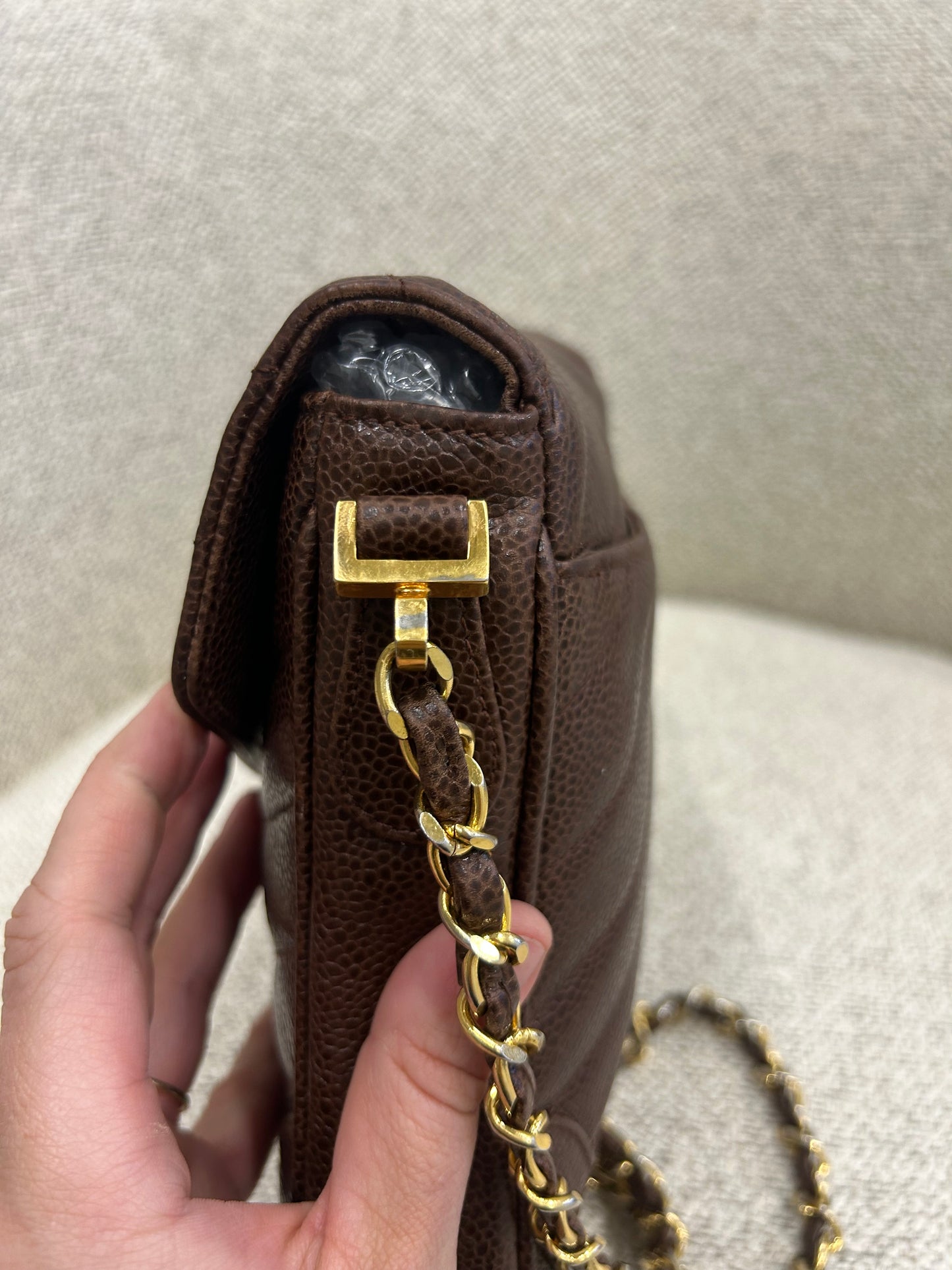 Chanel brown caviar crossbody bag