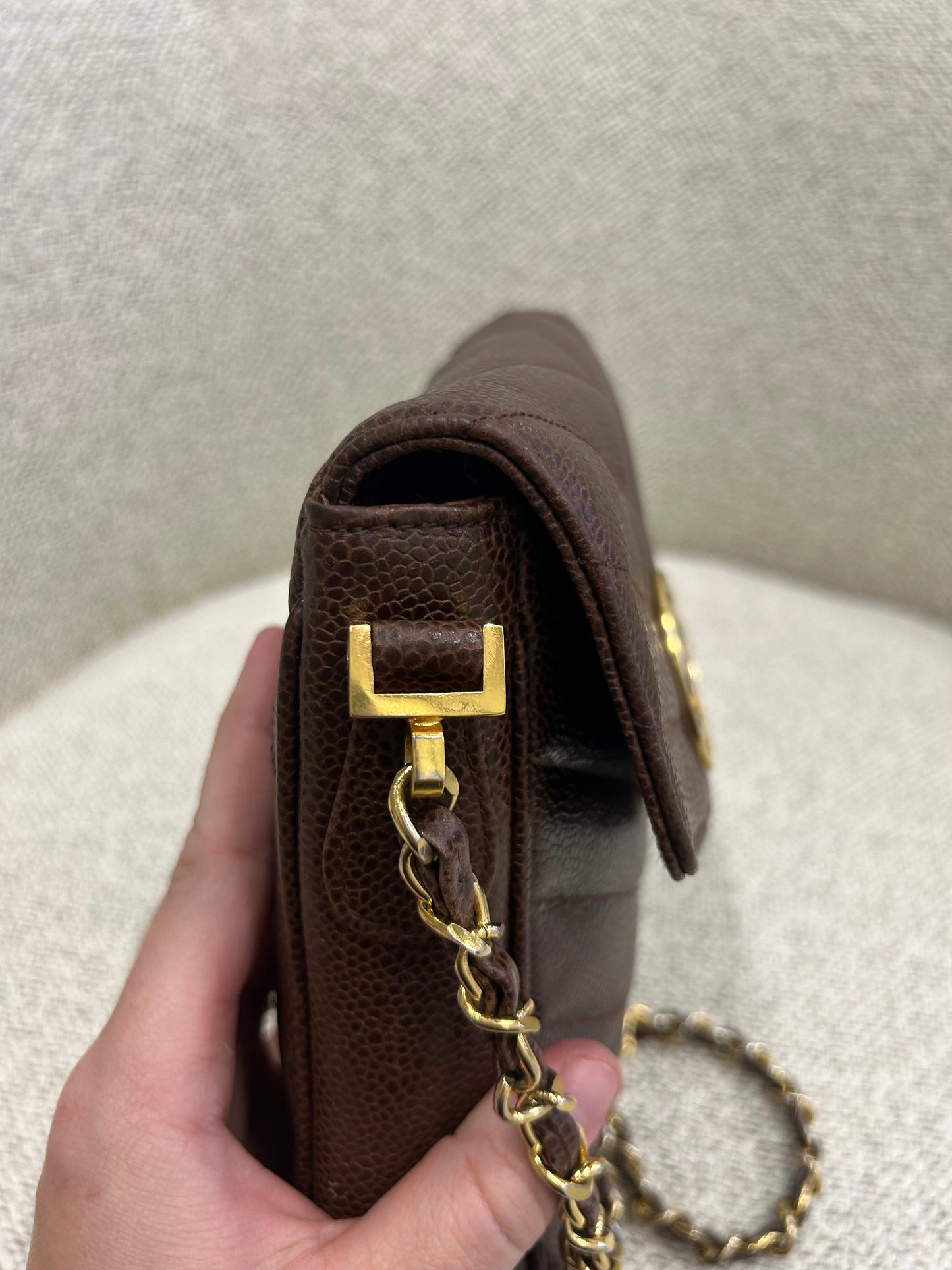 Chanel brown caviar crossbody bag