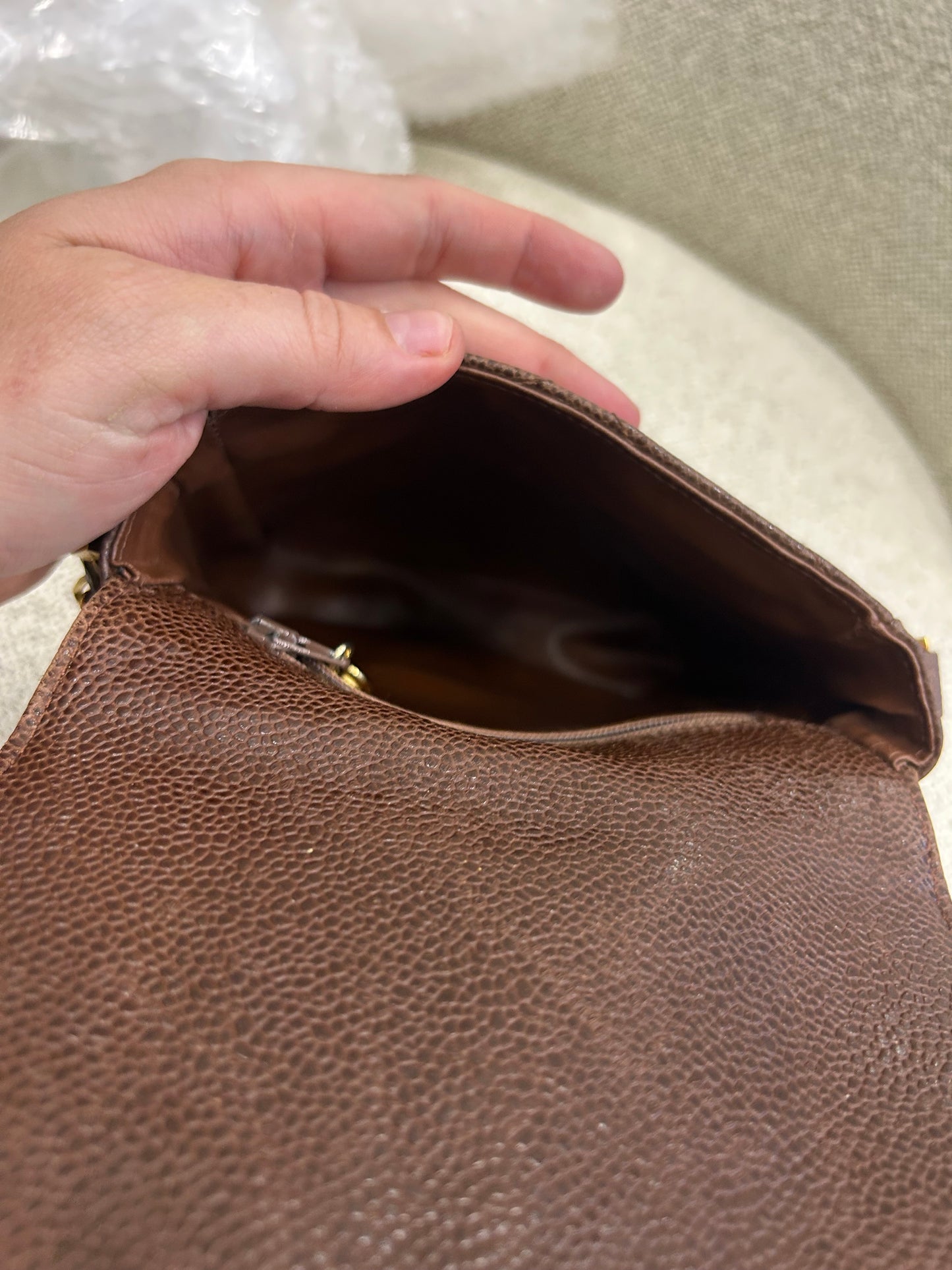 Chanel brown caviar crossbody bag