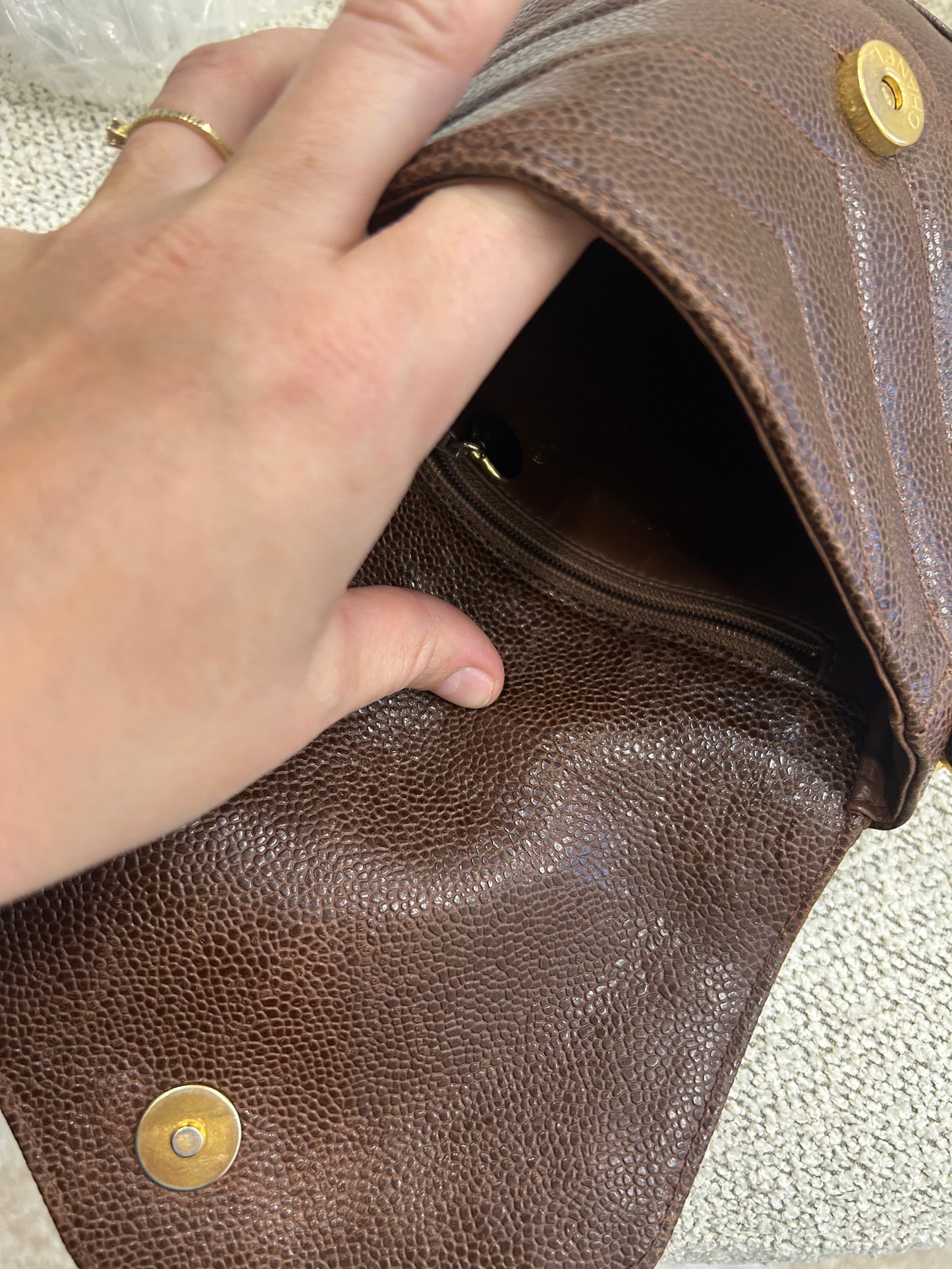 Chanel brown caviar crossbody bag