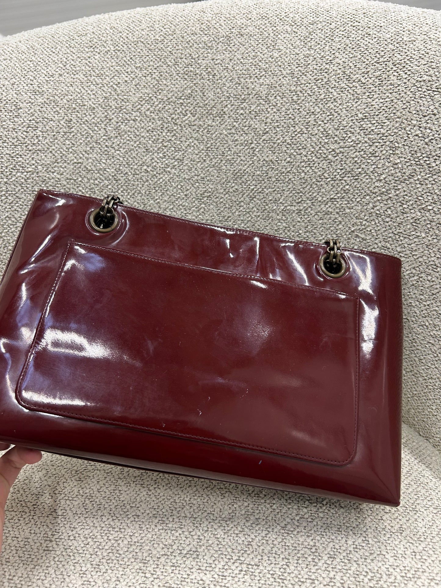 Chanel patent tote red