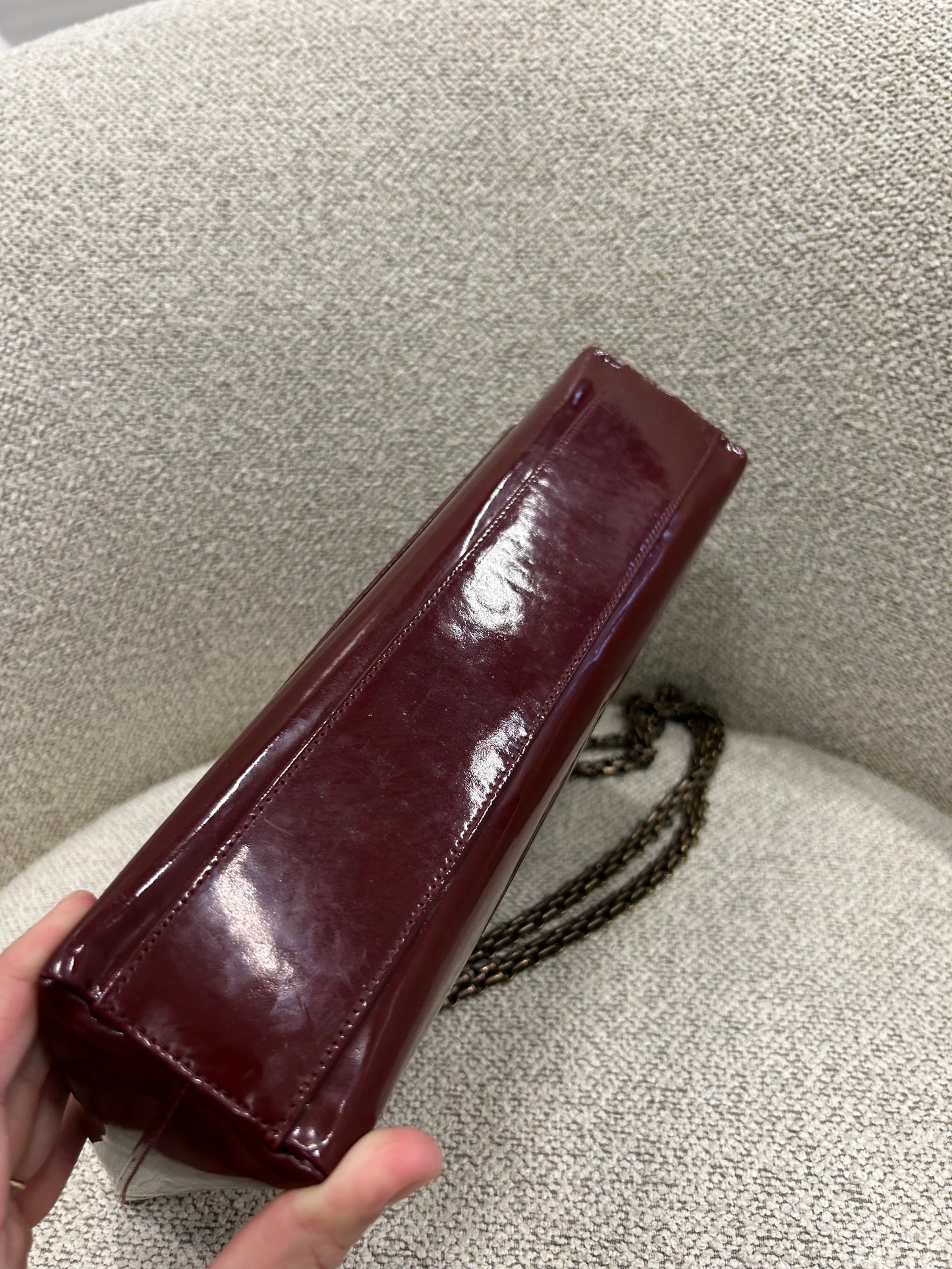 Chanel patent tote red
