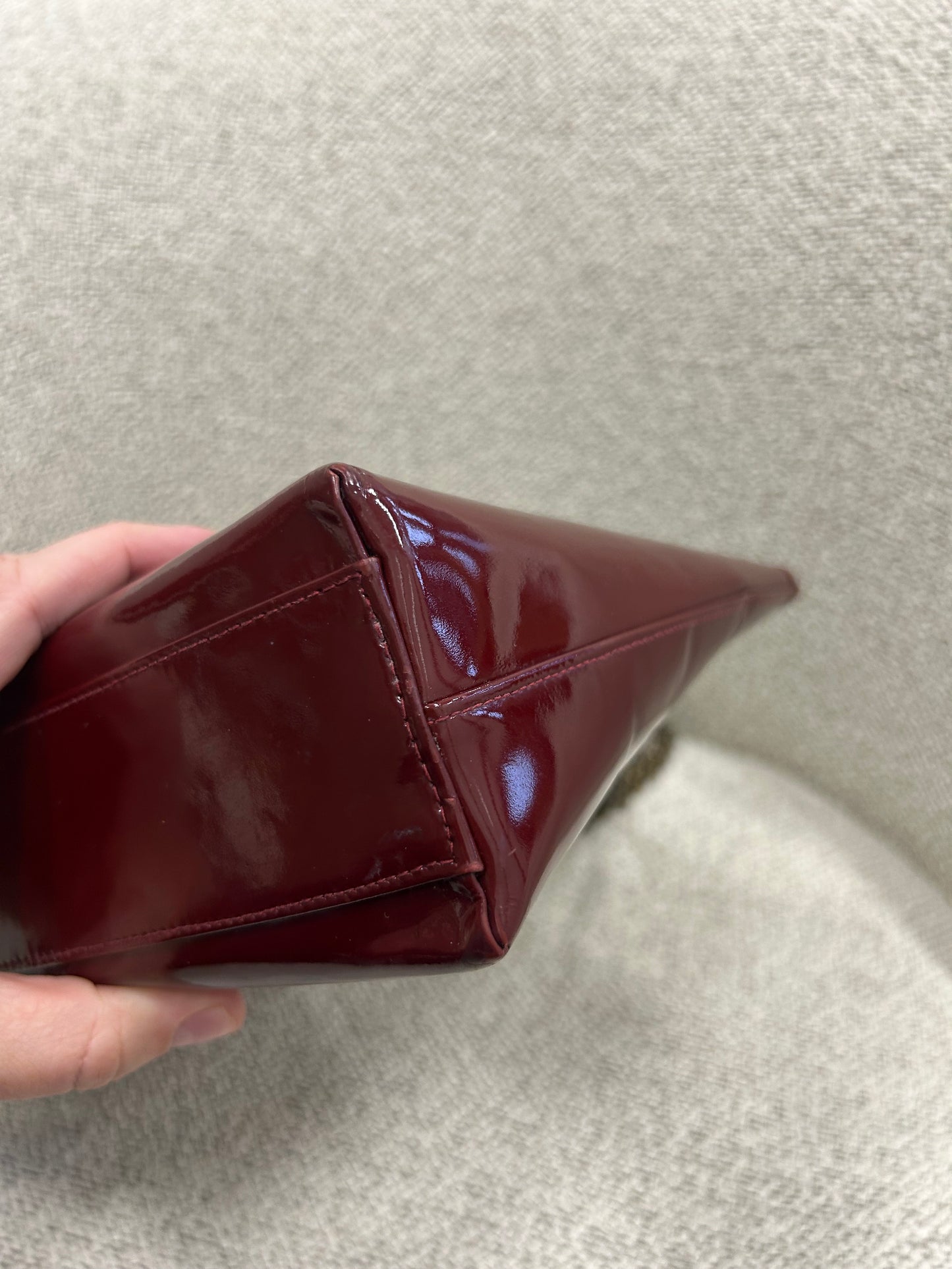 Chanel patent tote red