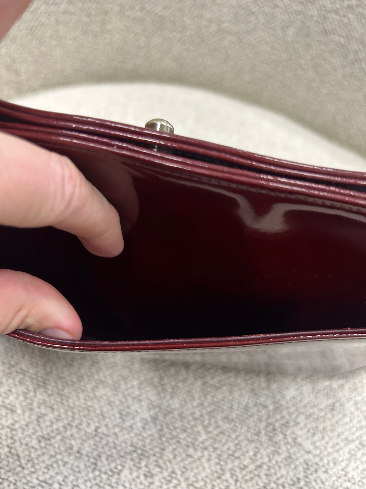 Chanel patent tote red