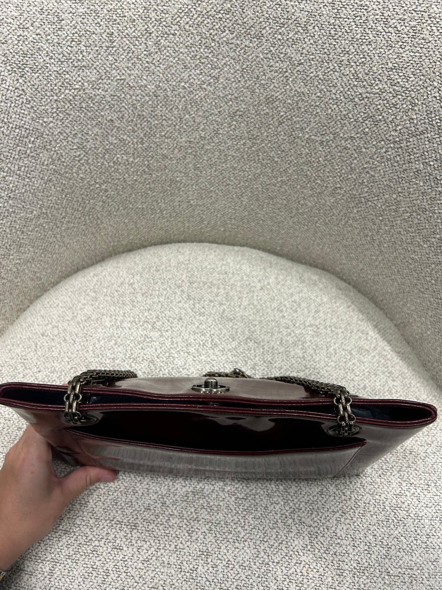 Chanel patent tote red