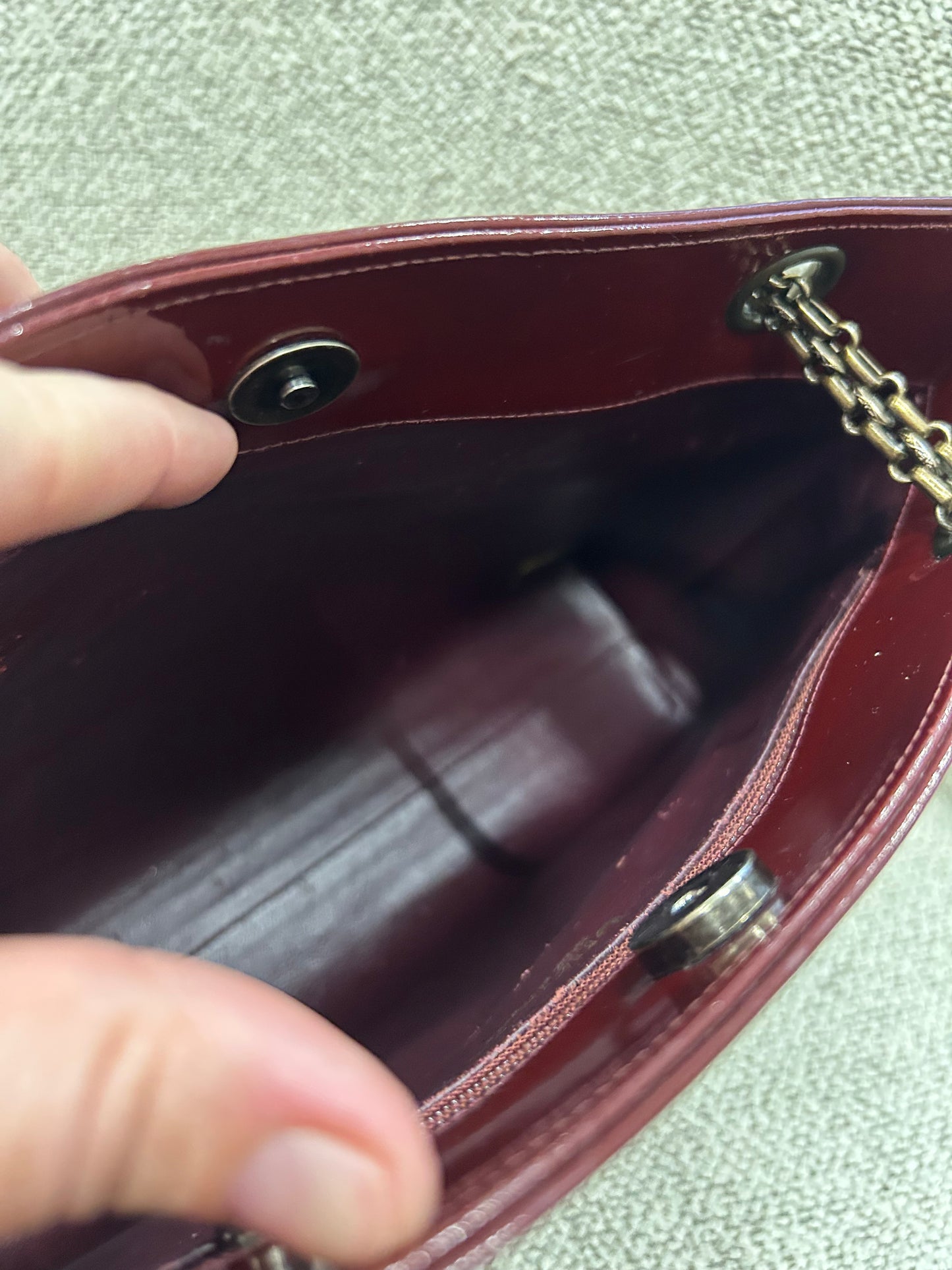 Chanel patent tote red