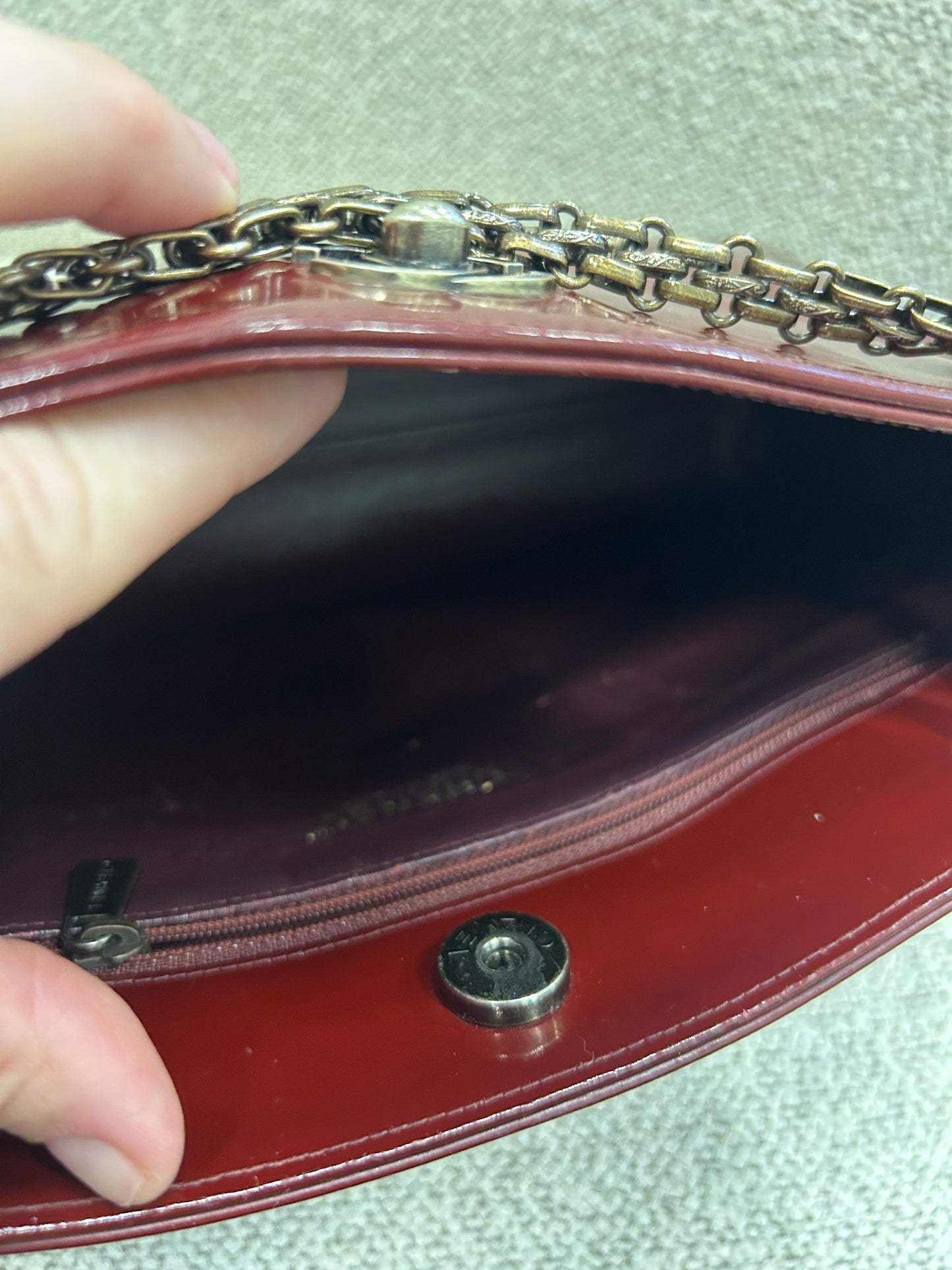 Chanel patent tote red