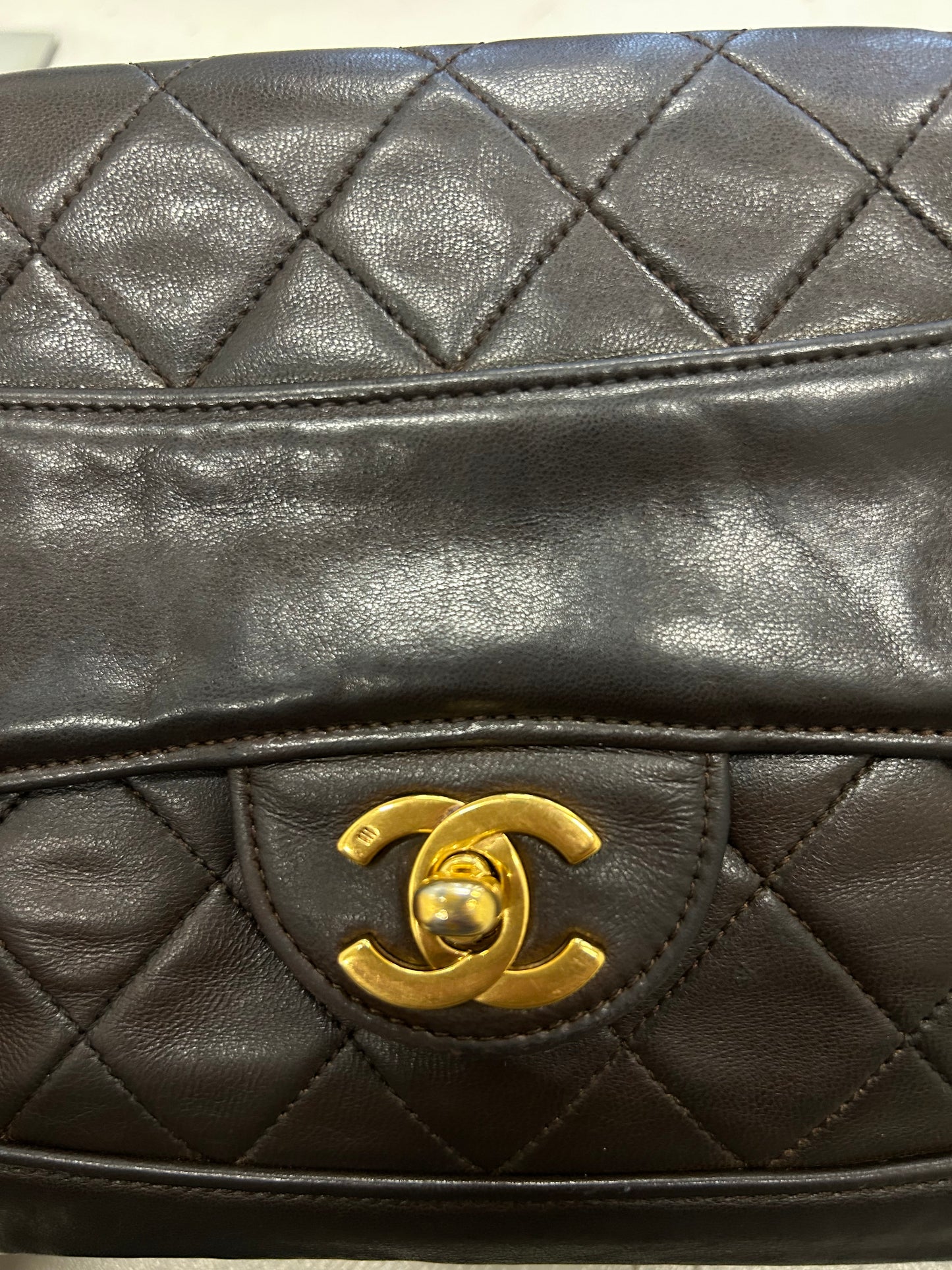 Chanel single flap bag brown