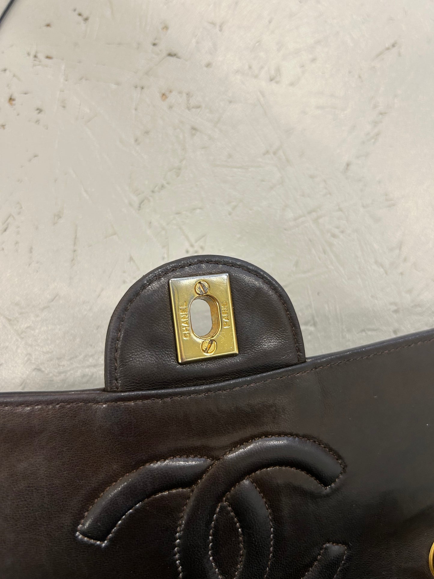 Chanel single flap bag brown