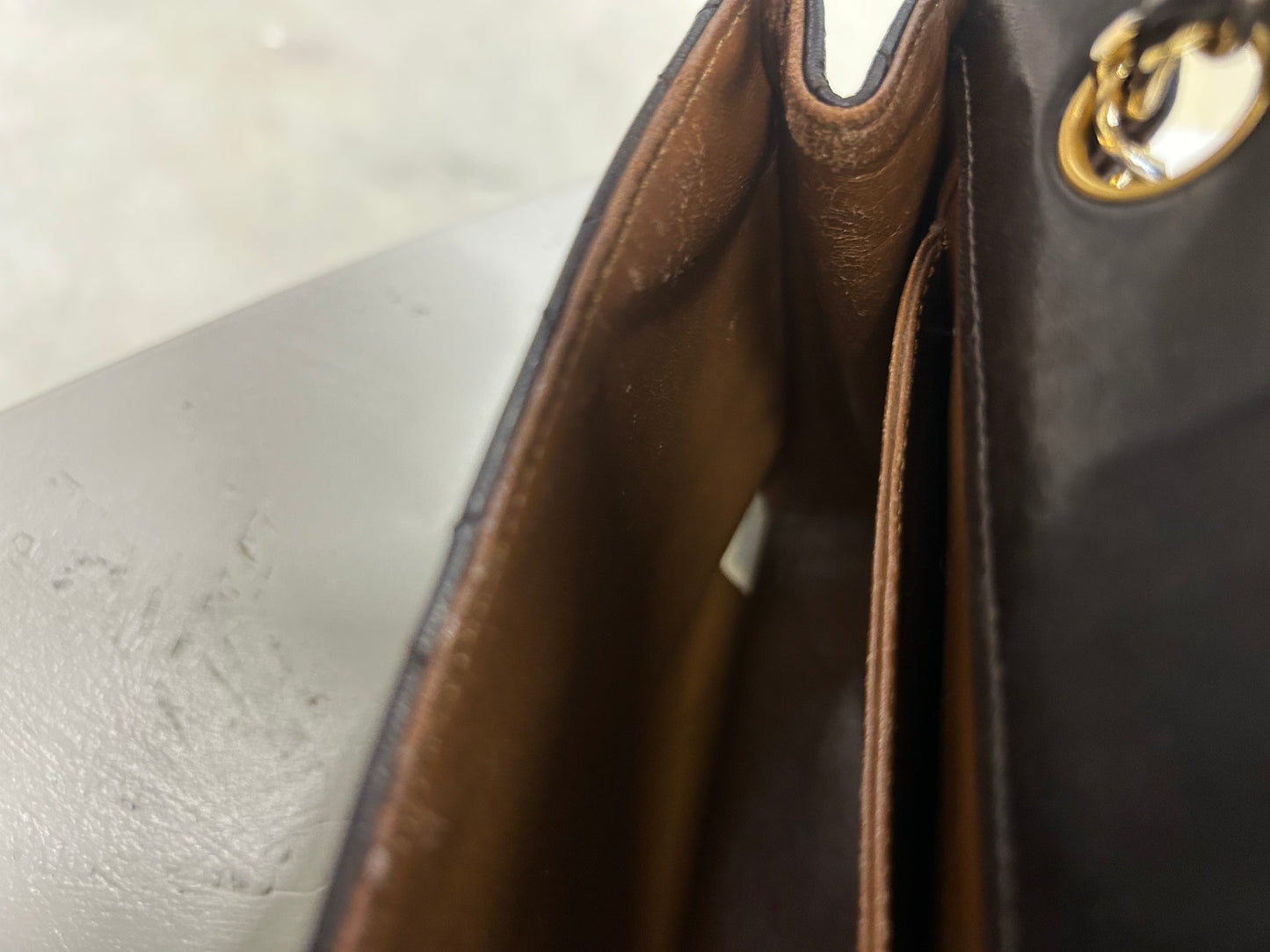 Chanel single flap bag brown