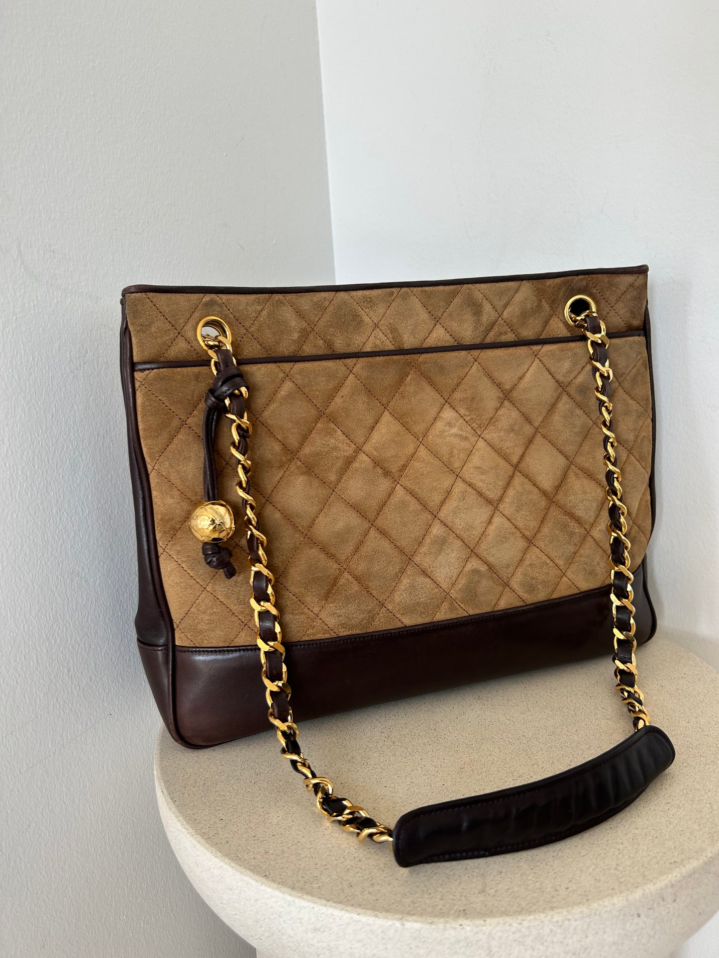 Chanel two tone Suede tote bag