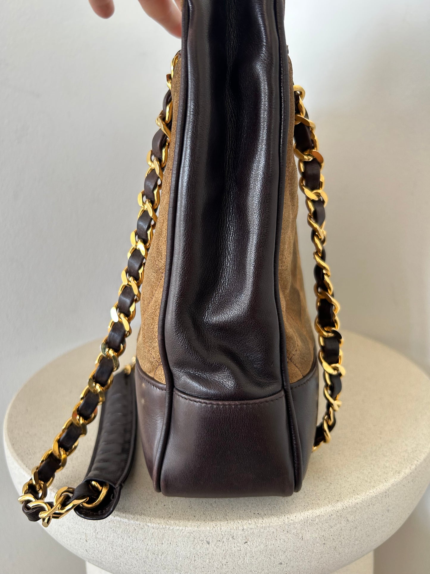 Chanel two tone Suede tote bag