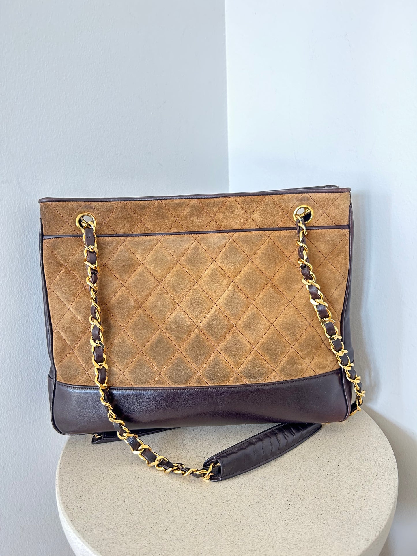 Chanel two tone Suede tote bag