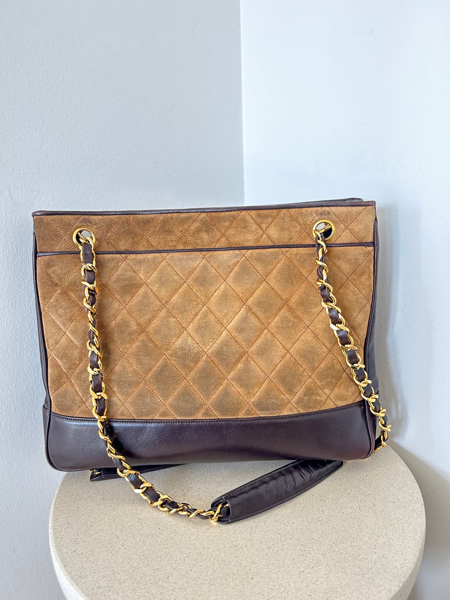Chanel two tone Suede tote bag