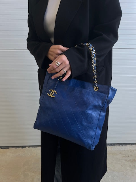 Chanel Vintage Blue Tote Bag